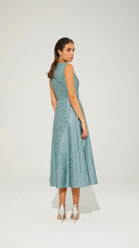 A1226 Alexia Damask Flare Dress