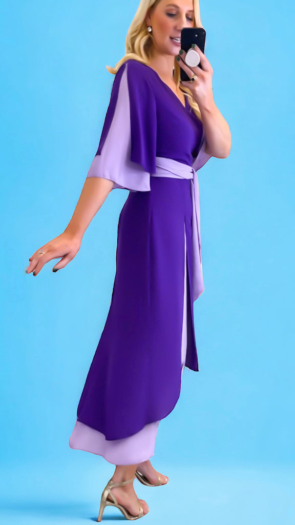 A1384 Cosima Purple 2 Tone Flare Dress