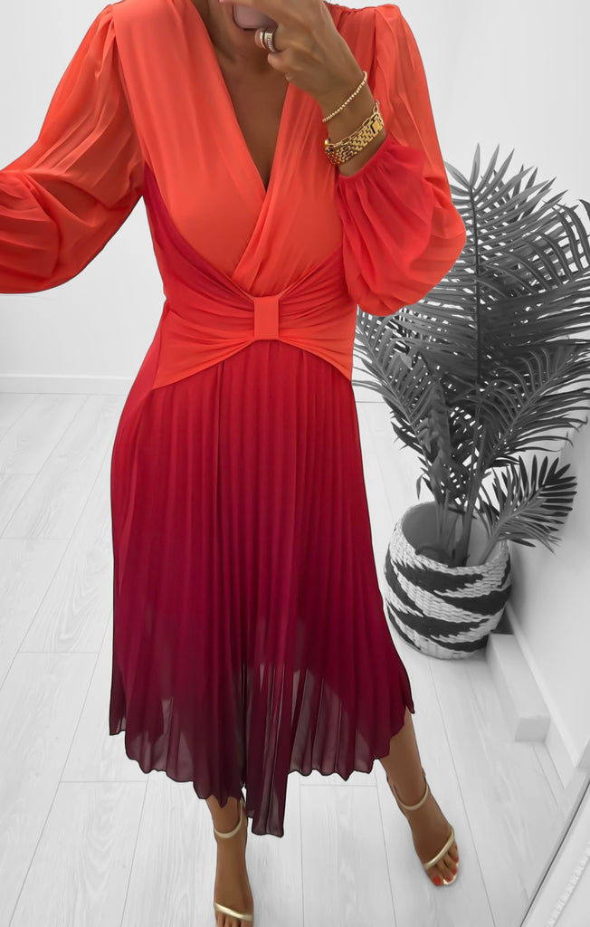 A0917 Orange Tie Dye Corset Dress