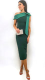 4-A1314 Green Contrast Bodycon Dress