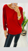 A2054CC Red Shimmer Batwing Top