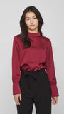 4-A1241 Elette Beet Red Satin Blouse
