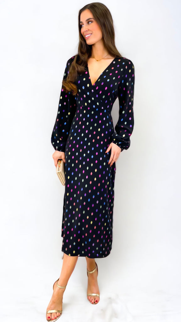 A1183 Black Multi Foil Dress