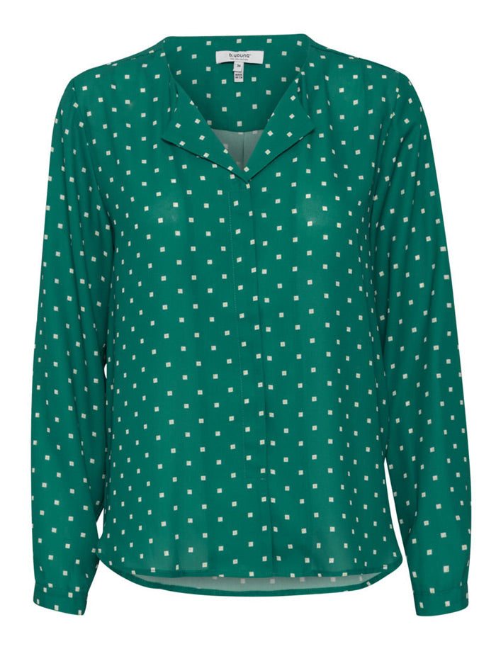 A0970 Byhialice Green Print Blouse