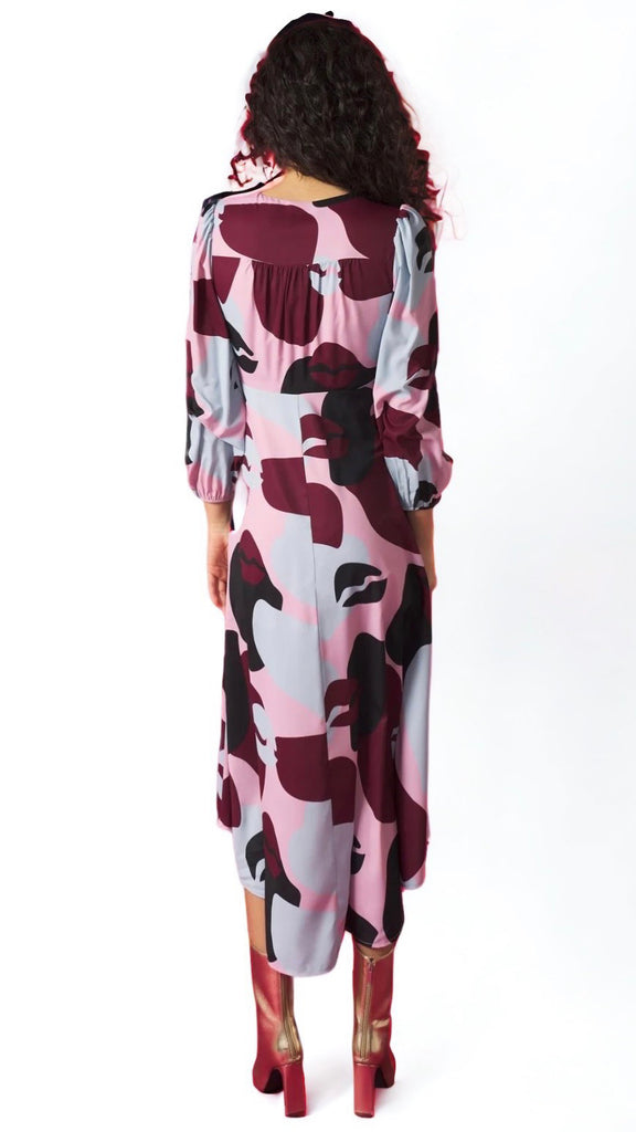 4-A1069 Deria Dip Hem Multi Dress