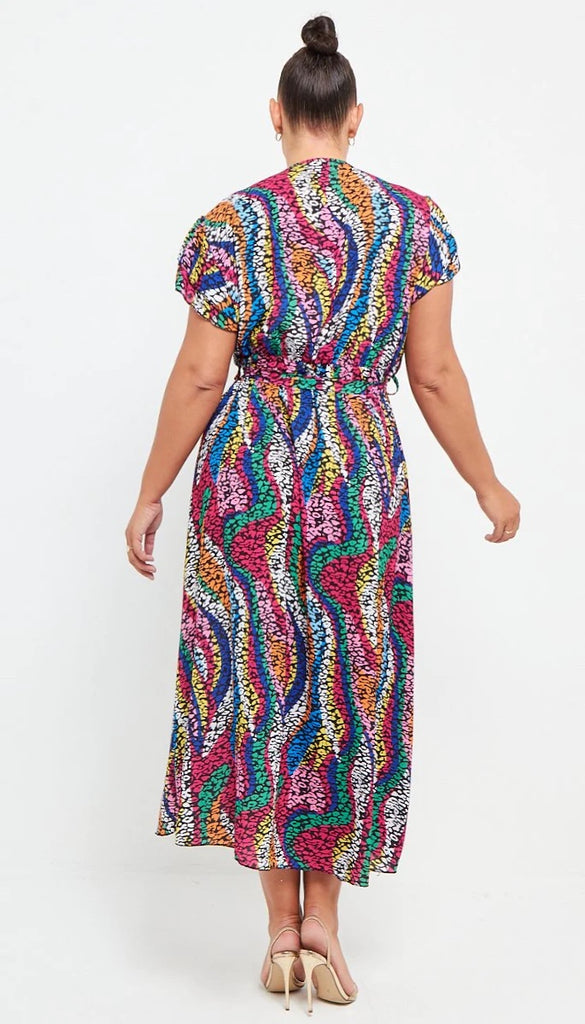 1-A0872 Multi Print Midi Dress (Plus)