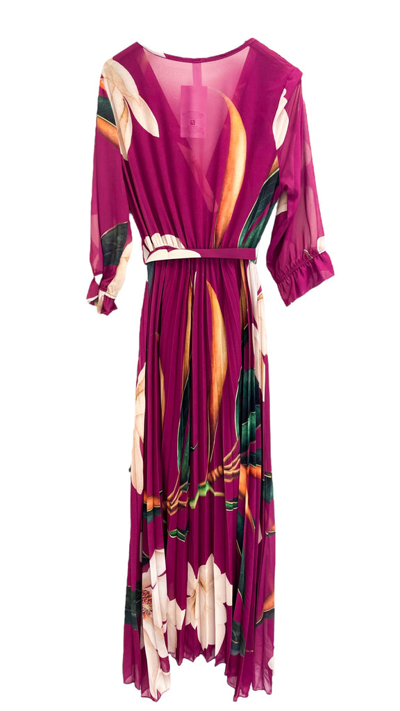 1-A0969 Magenta Print Pleat Dress