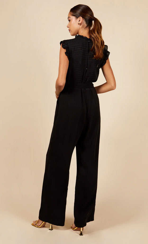 Black jumpsuit with ruffles shop
