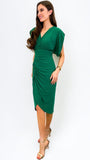 A0926 Lyra Green Rouched Dress