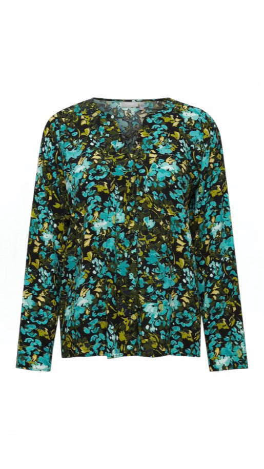 A1106 Kiki Blouse Turq Mix Print