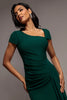 A3306 Laurette Green Asymmetrical Maxi Dress