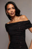 A3307 Girona Bardot Black/Red Maxi Dress