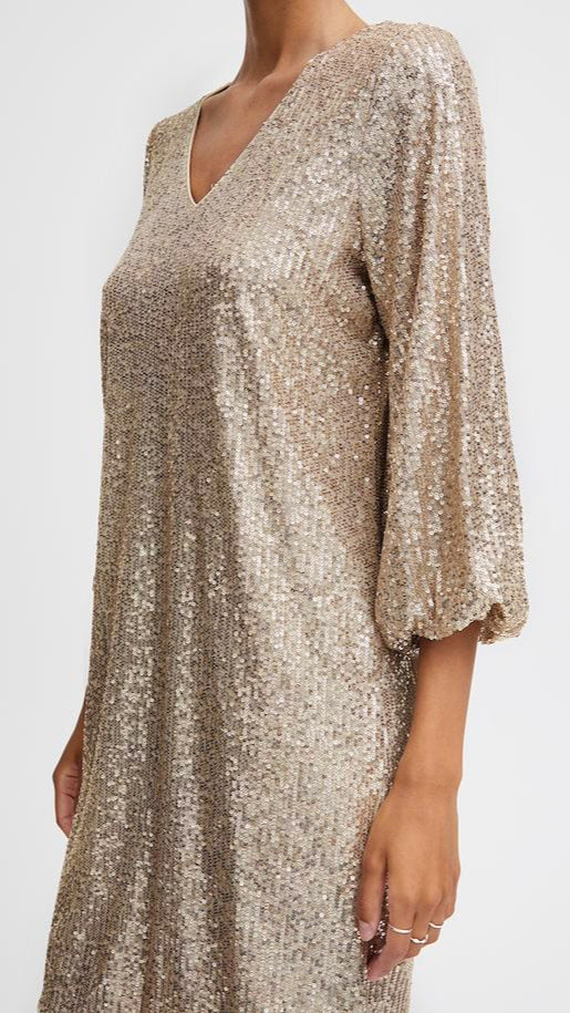 A1178 Bysolia Gold Sequin Dress