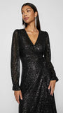 5-A1159 Vimaia Black Sequin Wrap Dress