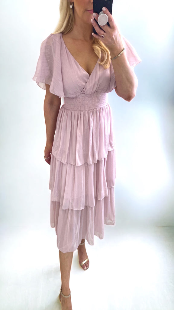 A0829 Blush Lurex Dress