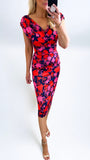 A0894 Miley Navy/Pink Bodycon Dress