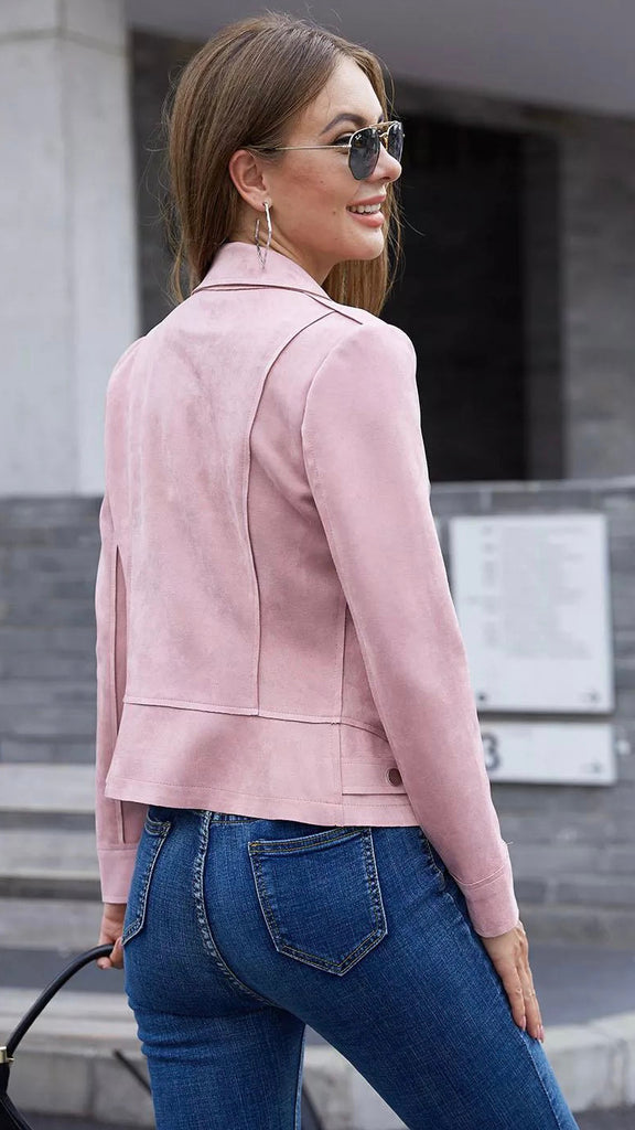 A1003 Pink Faux Suede Jacket