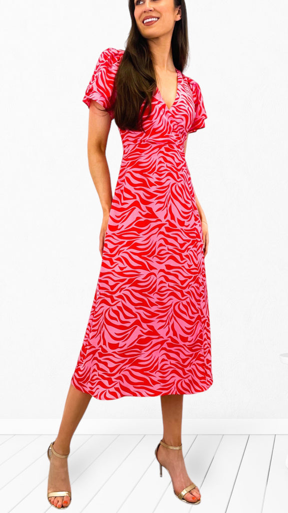 4-A0660 Elia Midi Dress Red/Pink