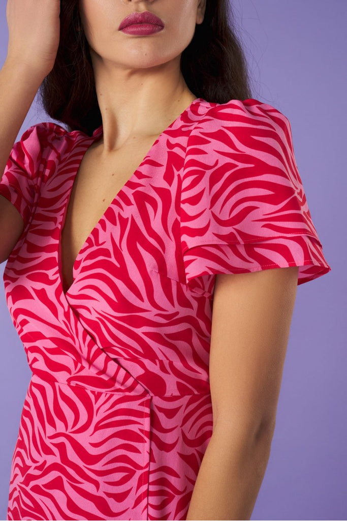 4-A0660 Elia Midi Dress Red/Pink
