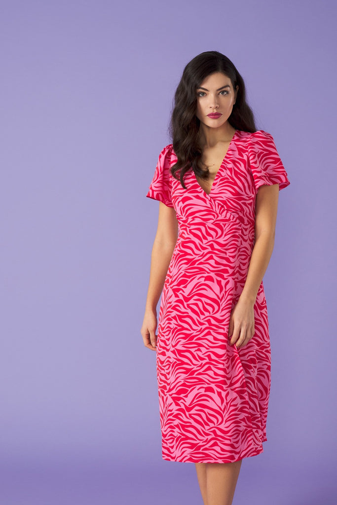 4-A0660 Elia Midi Dress Red/Pink