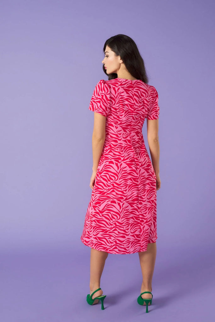 4-A0660 Elia Midi Dress Red/Pink