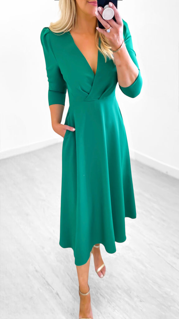 A0989 Green Stef Flare Dress