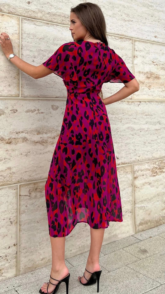 A1013 Serena Magenta Print Dress