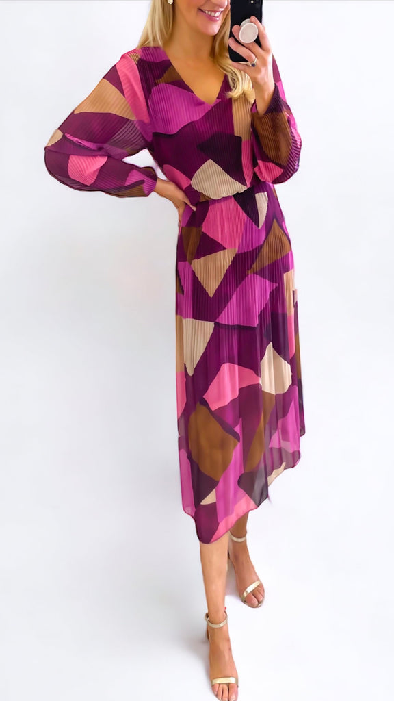 A1211 Jacqui Pink Print Loose Top Dress