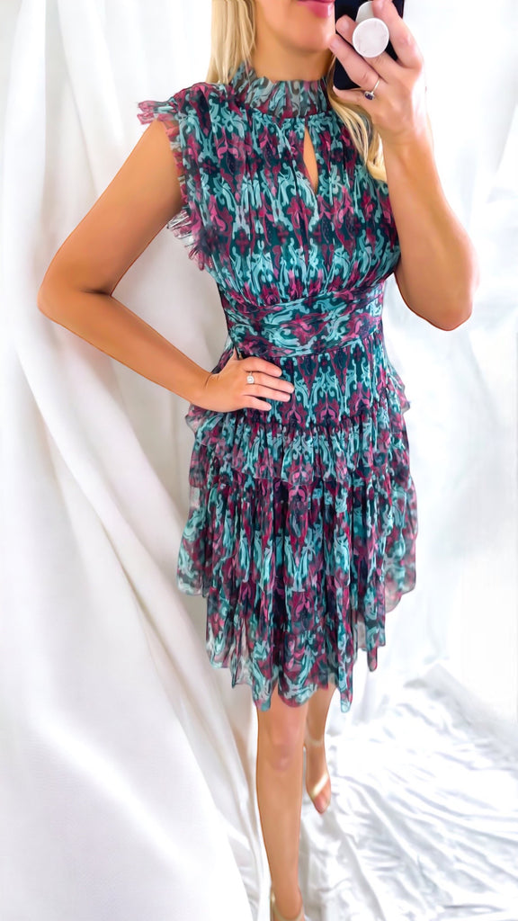 A1167 Print Malva Flounce Mini Dress