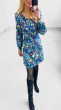 A1334 Blue Floral Tunic Dress