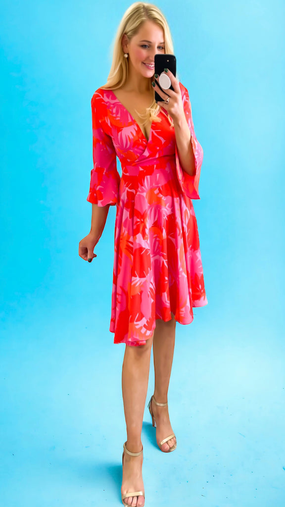 A1400 Red/Pink Sydney Flare Dress