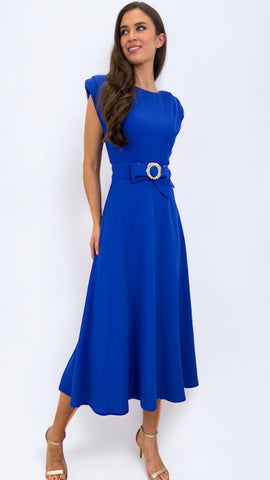 4-A0871 River Blue Tropical Print Dress