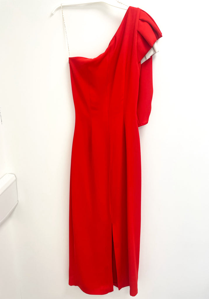 A1603 Portia Coral Red One Shoulder Dress