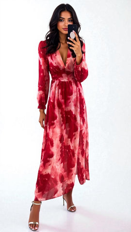 5-A2272B Robyn Pink Flare Dress