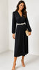 A3268 Black Sparkle Velvet Pleat Dress