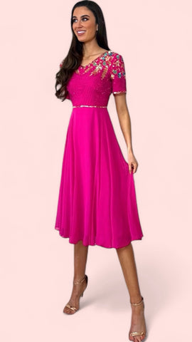 A1615 Angela Green/Pink Shirt Dress