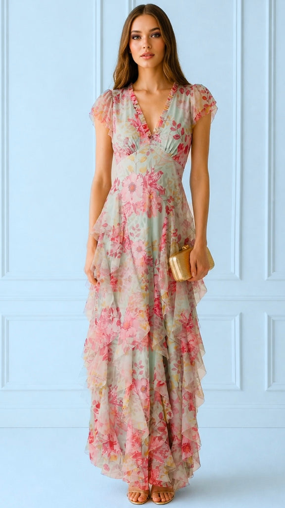 A3151 Genova Mint Flounce Dress