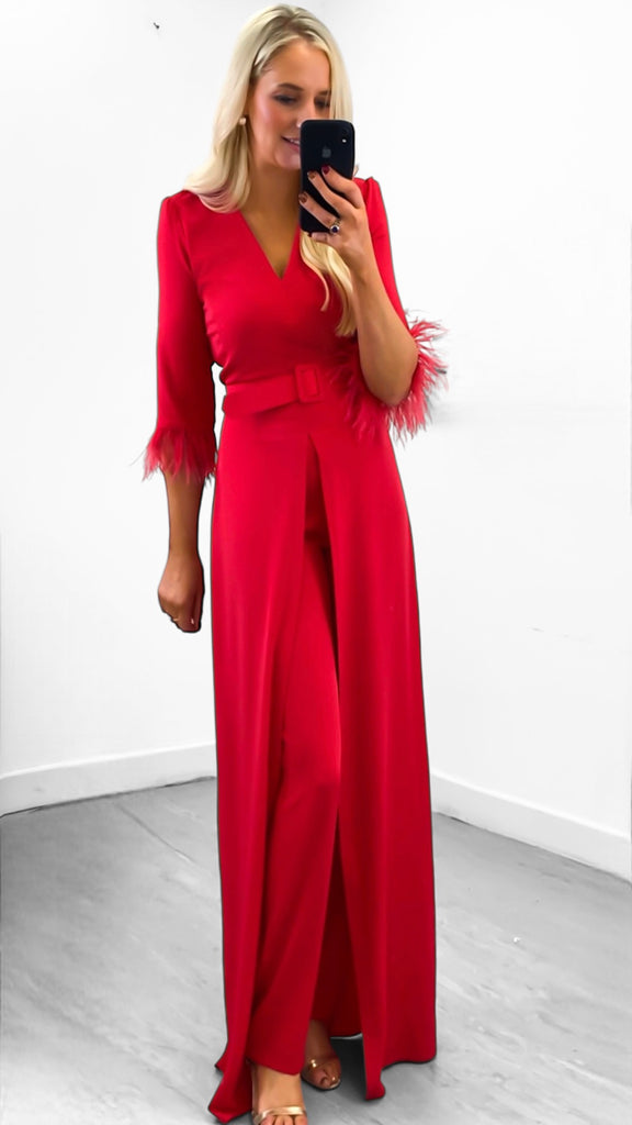 5-A1941 Red 2 Piece Trouser Set