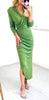 A1568 Nieve Green Asymmetrical Midi Dress