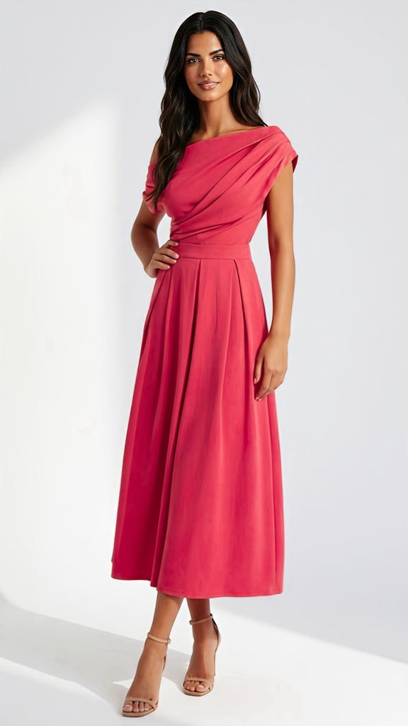 A3078 Niamh Coral Asymmetrical Dress
