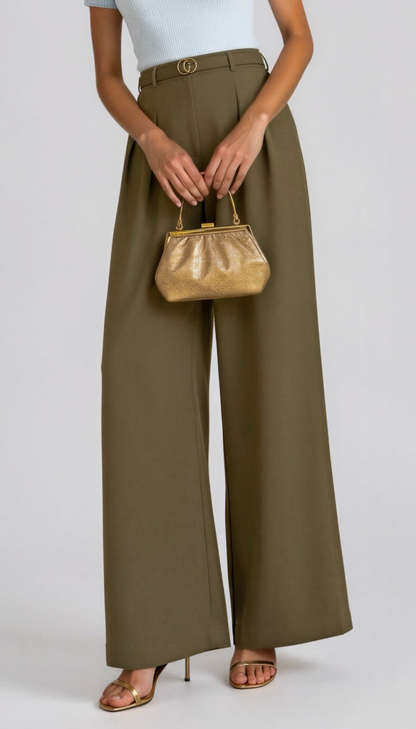 A3210 Darra Green Wide Leg Trousers