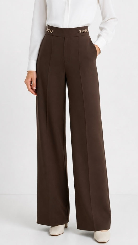 A3211 Brown Soft Stretch Trousers