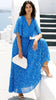 A3091 Royal Print Cape Pleat Dress