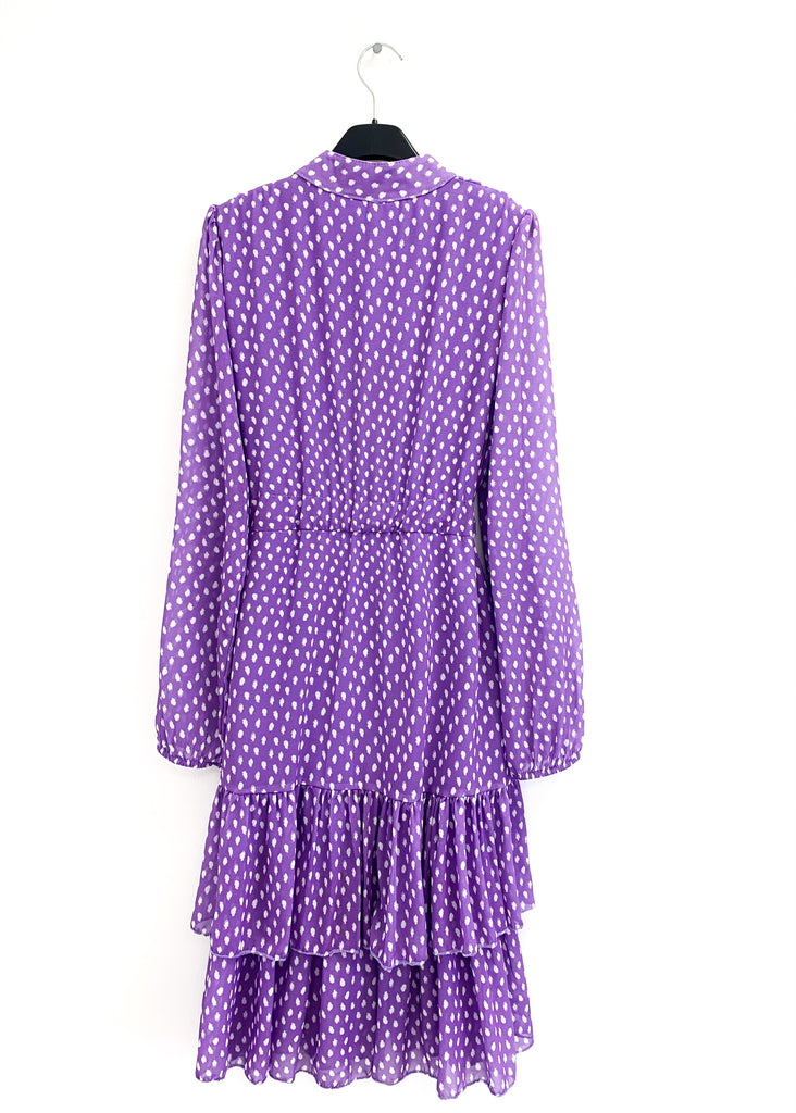A2248 Lilac Print Chiffon Flounce Dress