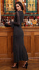 A2724 Black Shimmer Drape Waist Dress