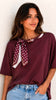 A3217 Burgundy Scarf Top