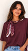 A3217 Burgundy Scarf Top