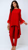 A3218 Evalo Red Feather Trouser Set 2 Piece