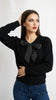 A3219 Black Fine Knit Bow Cardi