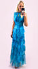 A2249 Turq Print Malva Flounce Maxi Dress
